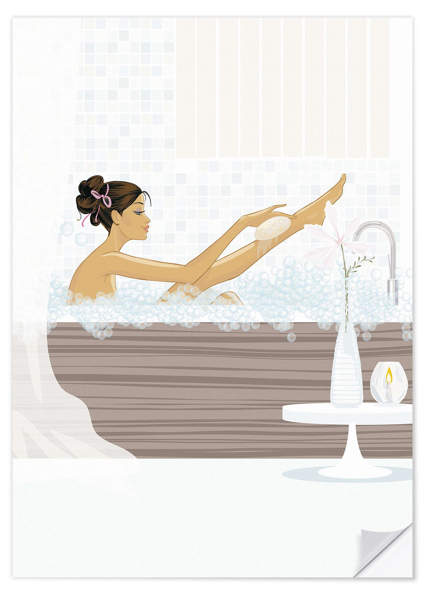 Posterlounge Wandfolie Editors Choice, Zeit für Wellness, Badezimmer Illustration