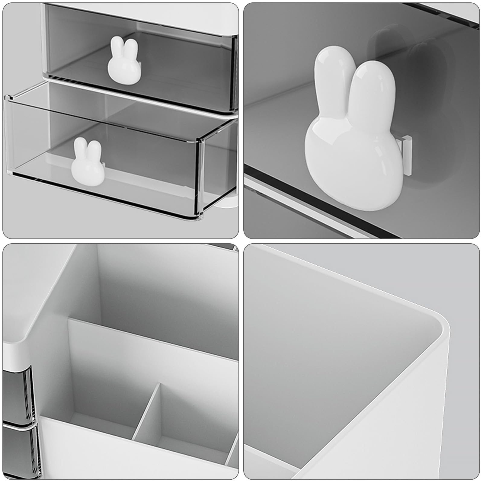 FOUORTUNATE-BEE Organizer Schreibtisch-Organizer mit Schubladen Make-up-Organizer (Schreibwaren-Organizer, vielseitige Fächer, für Schreibtisch-Organisation, Make-up, Bürobedarf), und Schreibtischzubehör, für Dresser, Schlafzimmer, Badezimmer