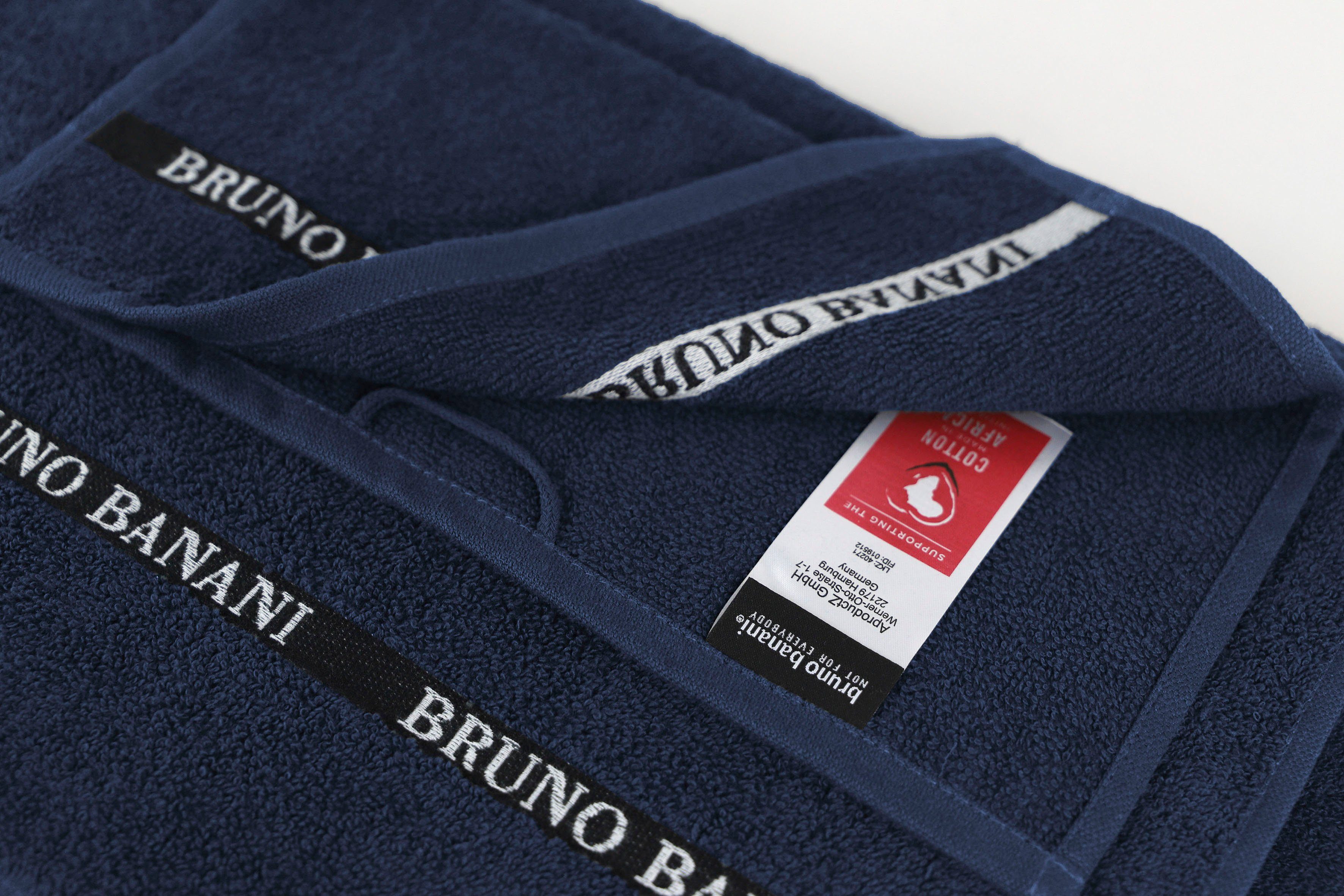 Walkfrottier, einfarbiges Handtuch 6-tlg), Baumwolle Danny, mit marine (Set, Logostreifen, Banani 100% Set Handtuch-Set aus Bruno