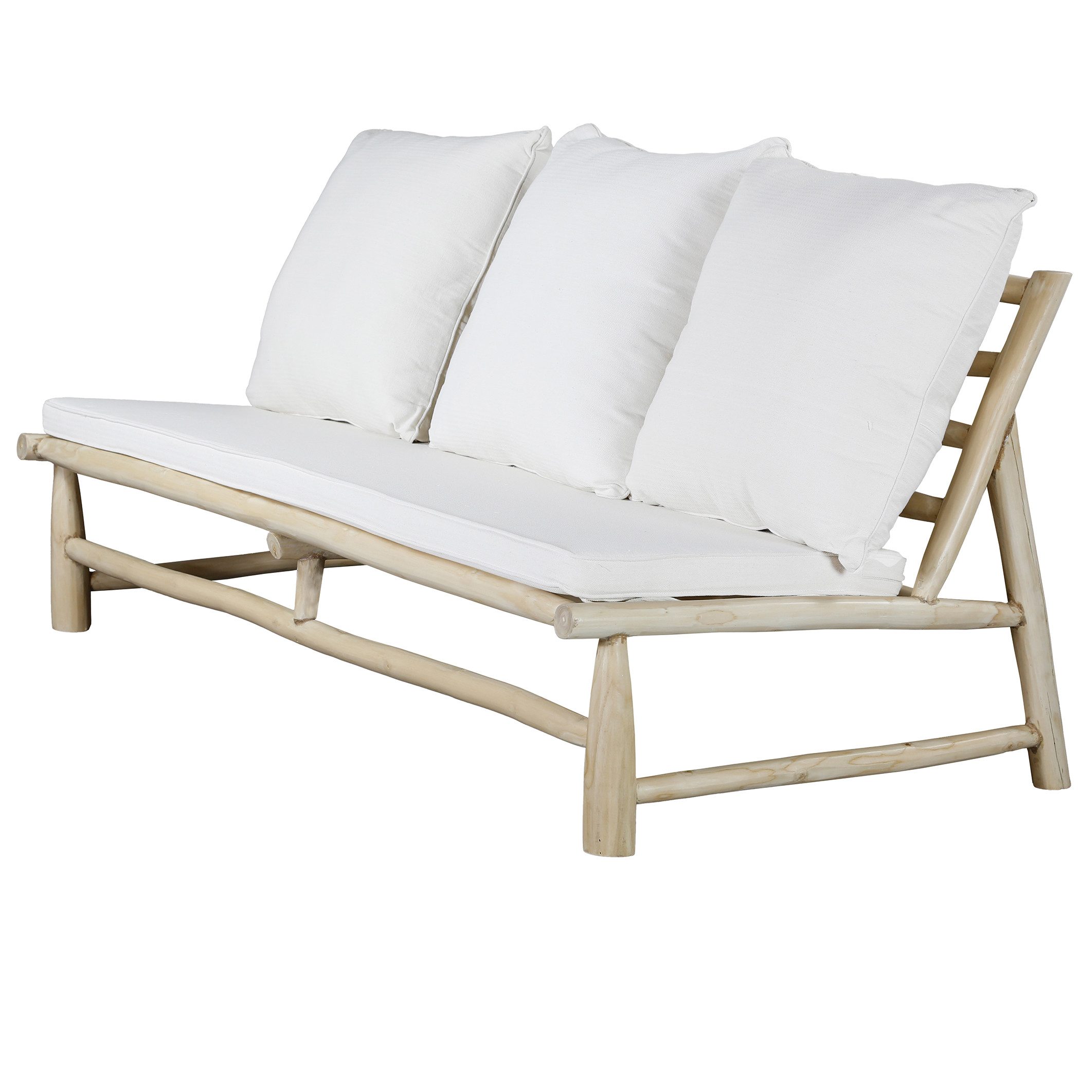 Casa Moro Gartensofa 3 Sitzer Sofa Teak Holz 3er Loungesofa Outdoor Indoor & Outdoor, aus naturbelassenen, massiven Teakholz-Ästen handgefertigt