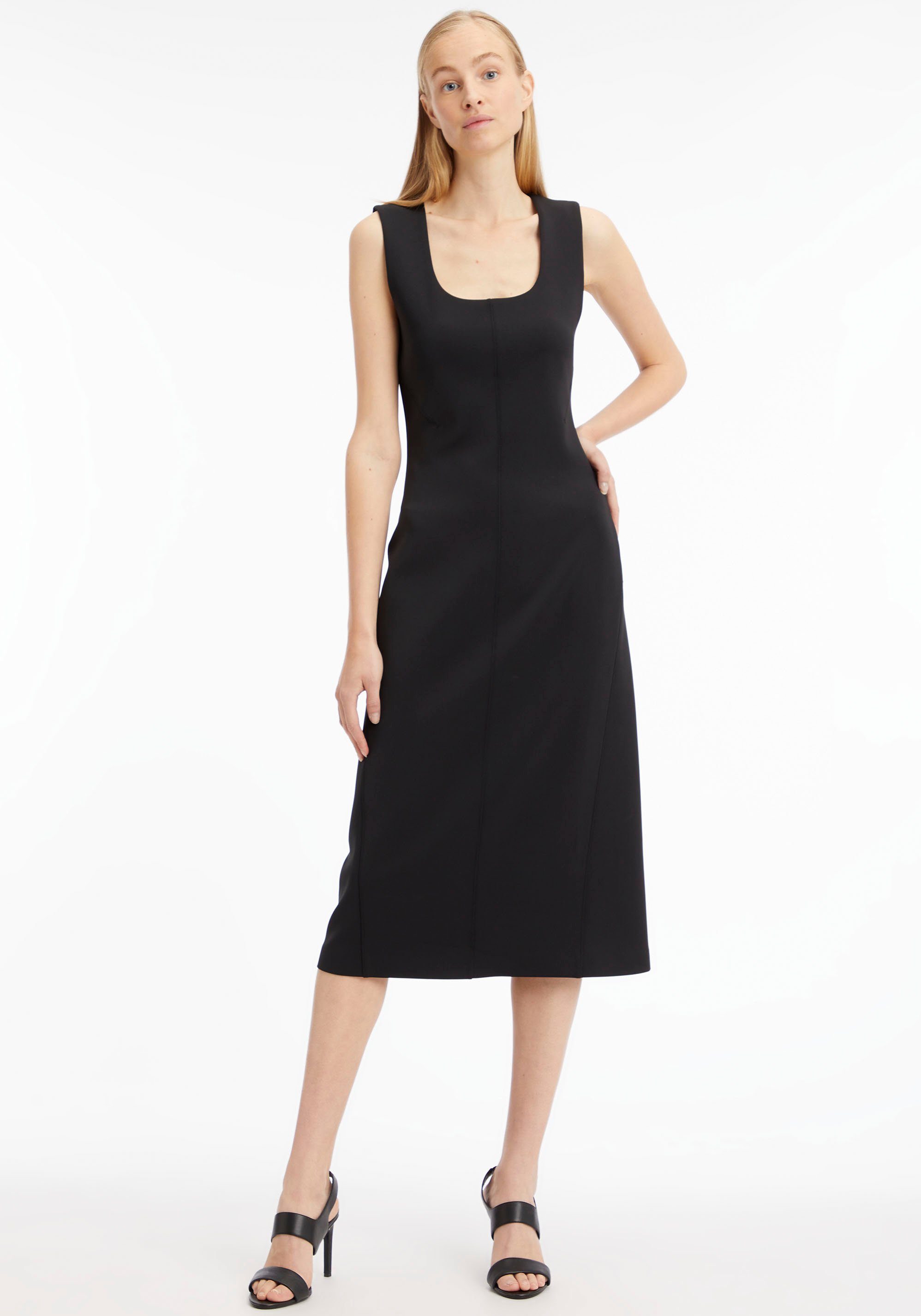 TECHNICAL MIDI Midikleid mit KNIT tiefem Calvin DRESS Rundhalsausschnitt Klein