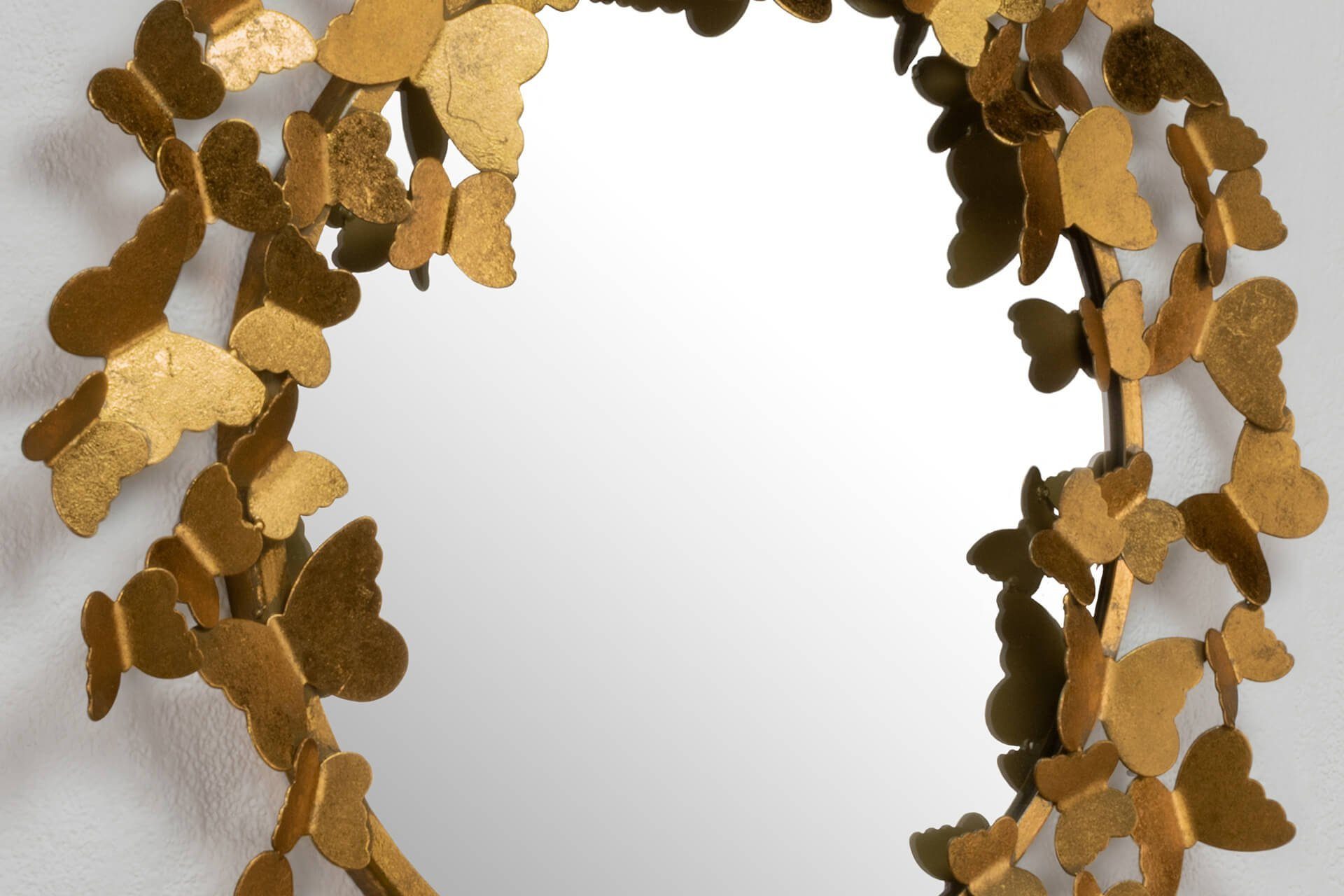KUNSTLOFT 63x63x4 cm, Butterflies handgefertigter Deko-Spiegel Wandspiegel Metall Gilded aus