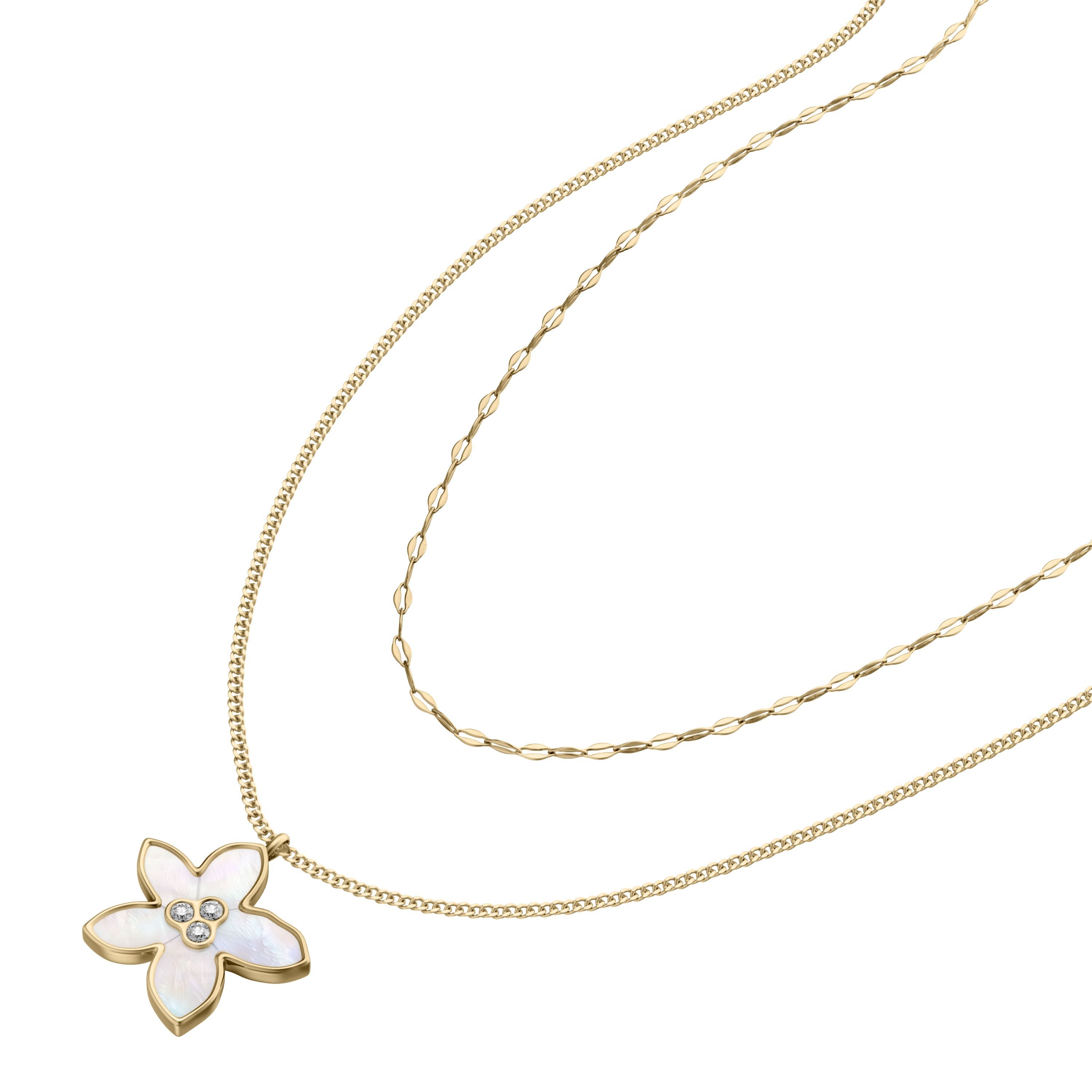 Kette mit Anhänger Schmuck Geschenk Edelstahl Halskette Layering Blume Sutton