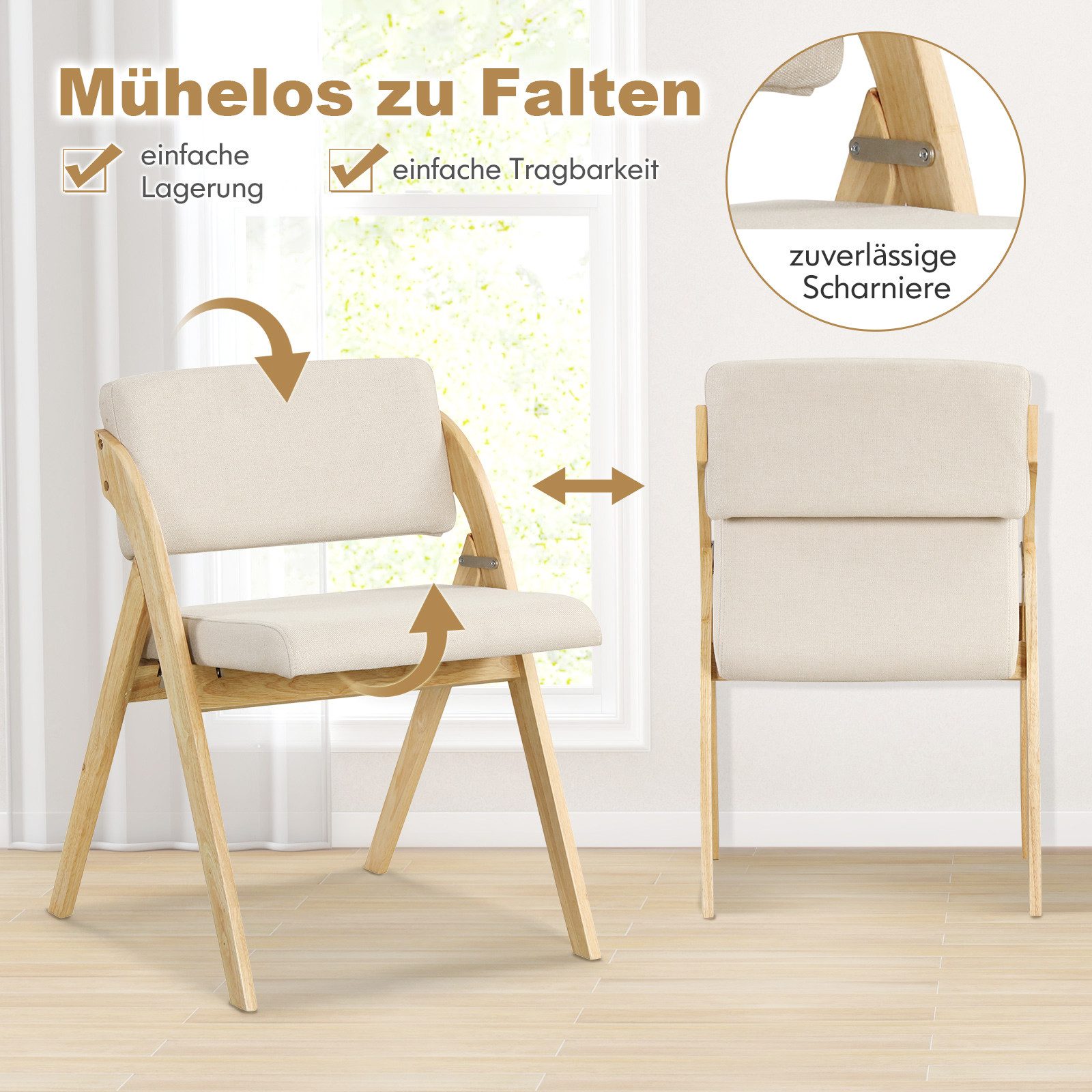 COSTWAY Klappstuhl, 2er Set, klappbar, mit günstig online kaufen