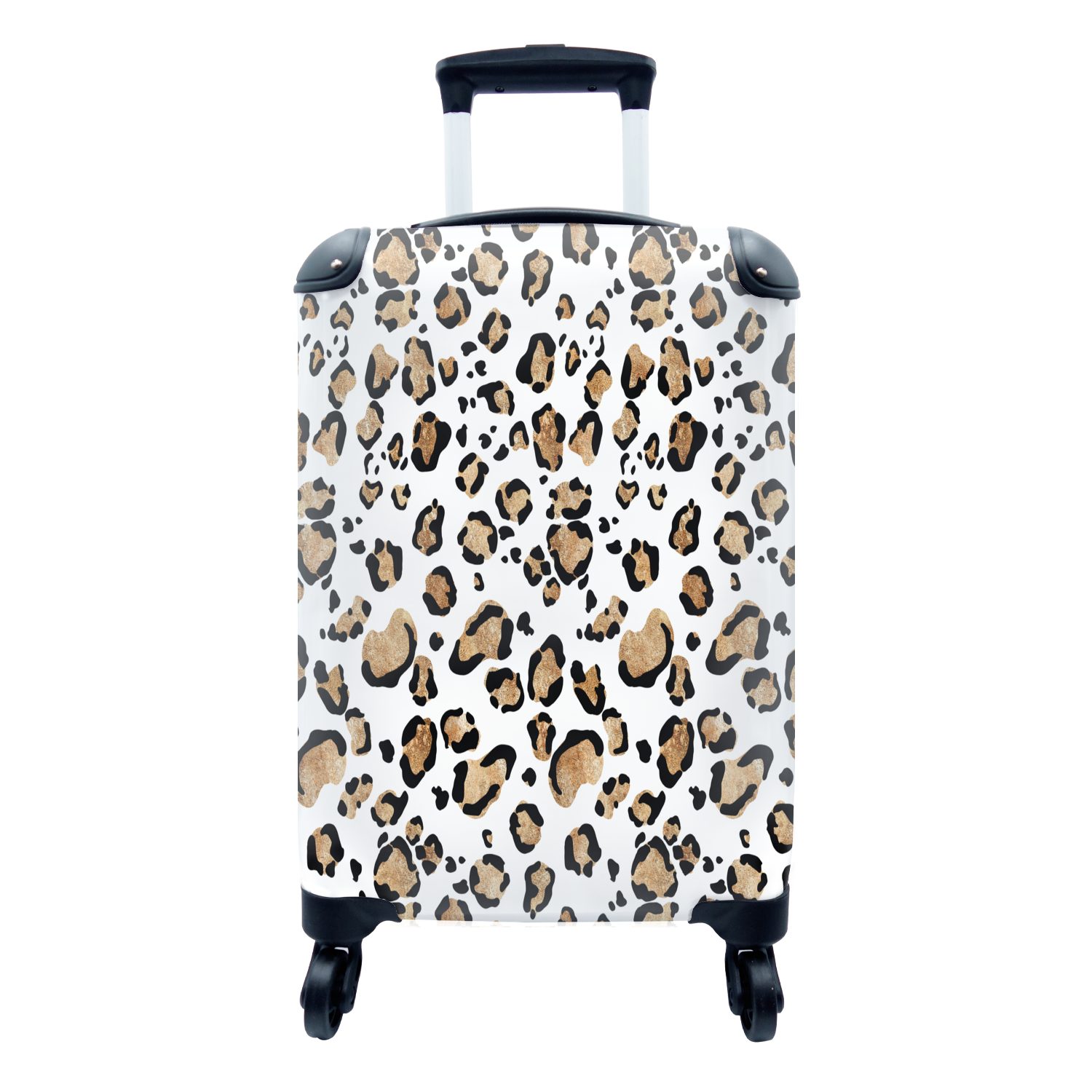 MuchoWow Handgepäckkoffer Pantherdruck Braun Trolley, Reisekoffer Rollen, - Ferien, Muster, für - 4 rollen, Handgepäck Reisetasche mit