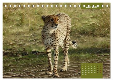 CALVENDO Wandkalender Faszination Grosskatzen gemalt in Öl (Tischkalender 2024 DIN A5 quer)
