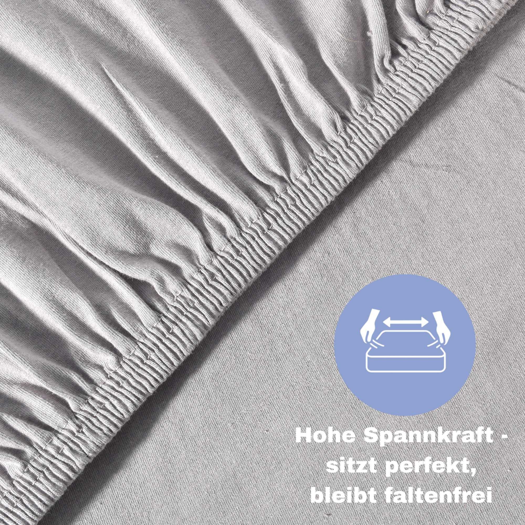 leevitex® Spannbettlaken Spannbettlaken Grau 1er Pack günstig online kaufen