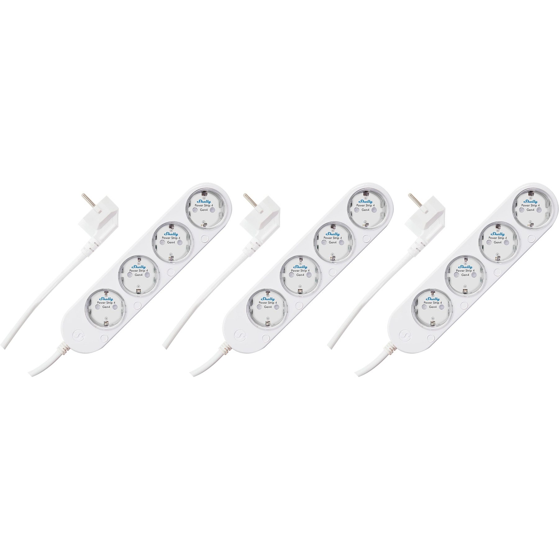 Shelly SHELLY Power Strip 4 Gen4, 4-fach Розеткиleiste, weiß, WiFi Smarte Vierfach-Steckdosenleiste