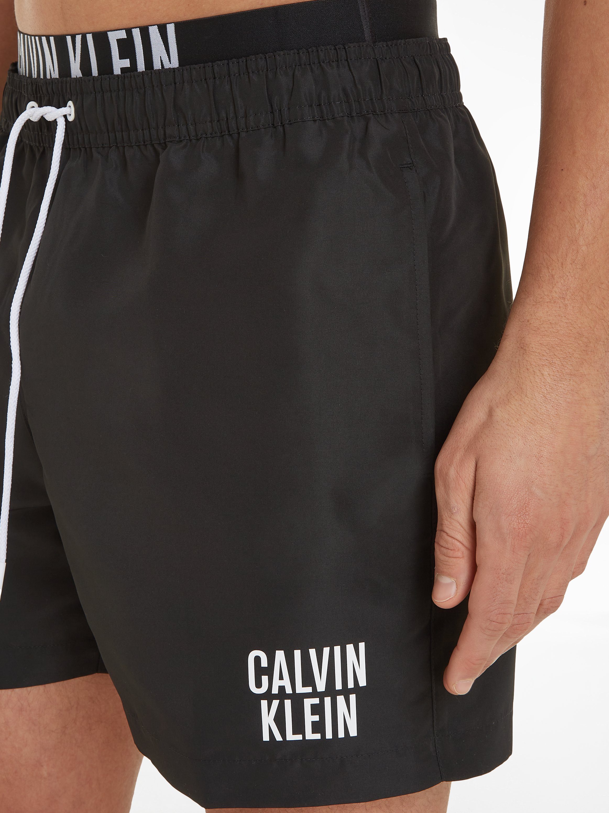 Calvin Swimwear black Badeshorts mit Doppelbund Klein