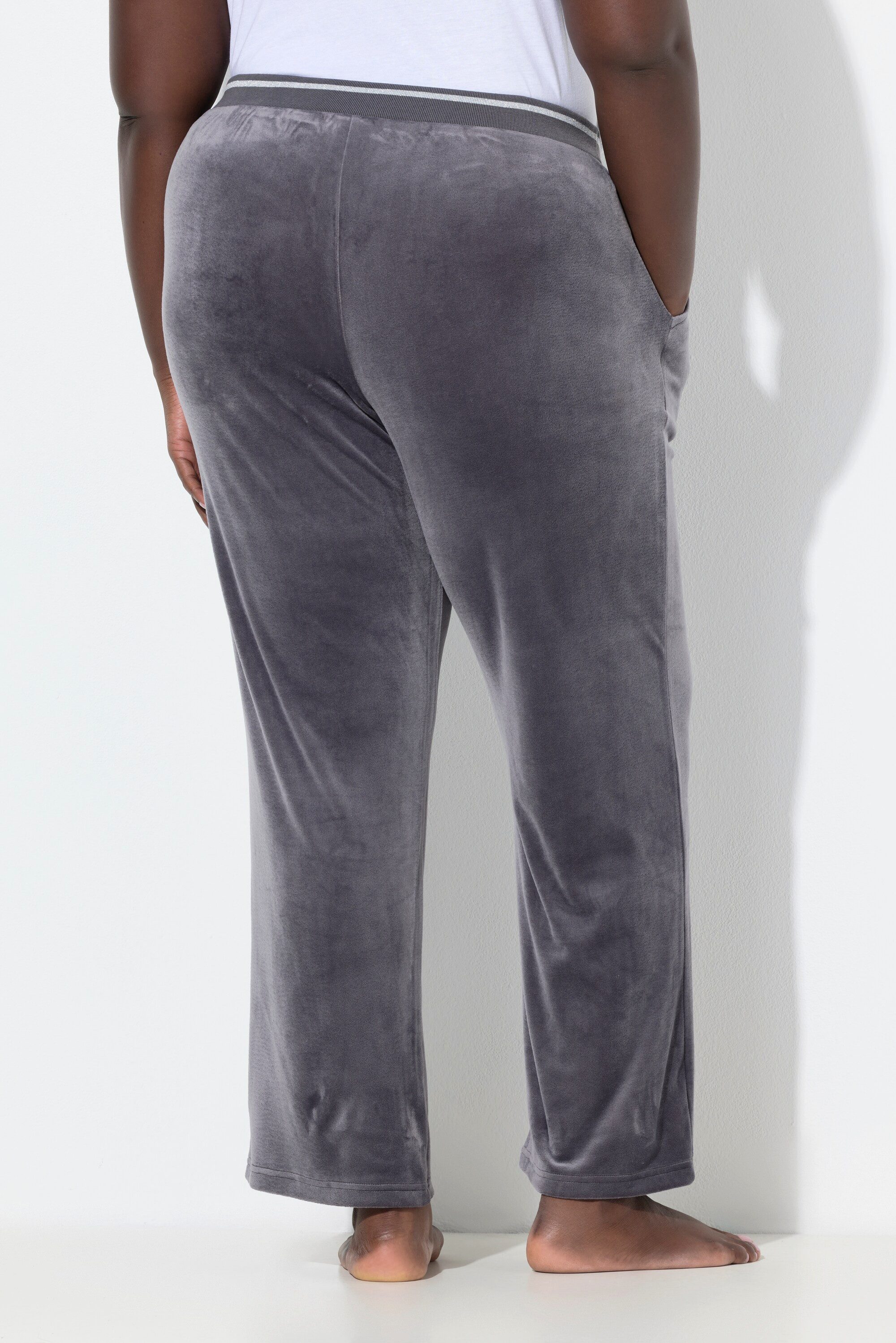 Ulla Popken Homewearhose Homewear-Nickihose Rippbund gerades Bein