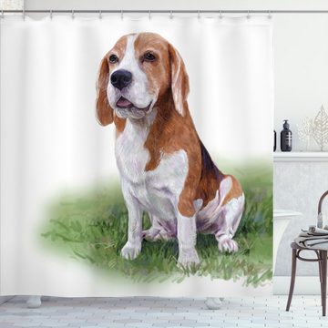 Abakuhaus Duschvorhang Moderner Digitaldruck mit 12 Haken auf Stoff Wasser Resistent Breite 175 cm, Höhe 180 cm, Beagle Konzentriert in Mind Hundeskizze