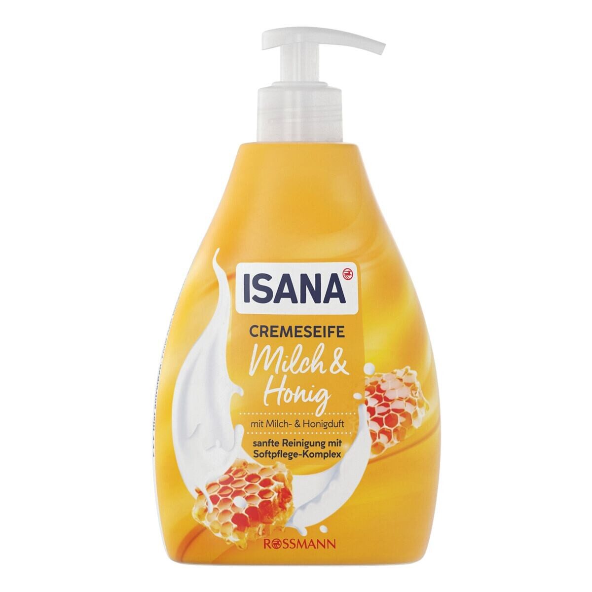 ISANA Flüssigseife Milch & Honig, mit Softpflege-Komplex und Pflegelipid, 500 ml