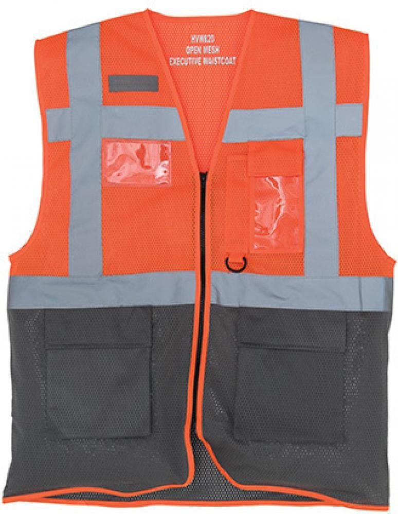 YOKO Warnweste Herren Hi Vis Top Cool Open Mesh Executive Waistcoat