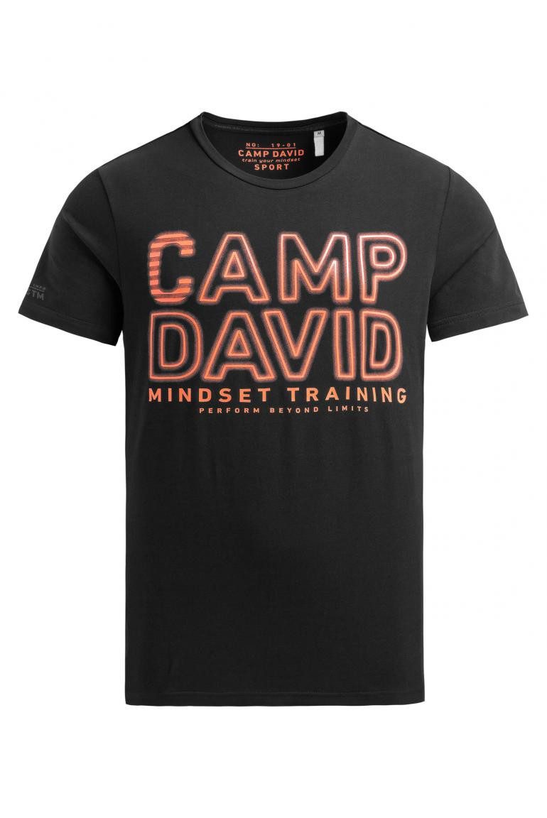 CAMP DAVID T-Shirt Rundhals mit Logo Artwork black günstig online kaufen