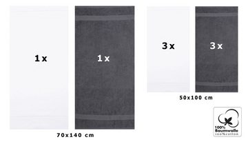 Betz Handtuch Set 8-tlg. Handtuch-Set Palermo Farbe weiß und anthrazit, 100% Baumwolle
