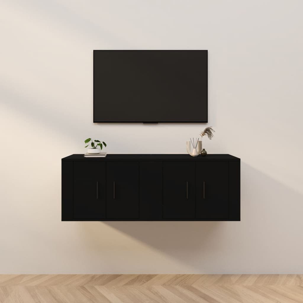 vidaXL TV-Schrank TV-Wandschränke 2 Stk. Schwarz 57x34,5x40 cm (2-St)