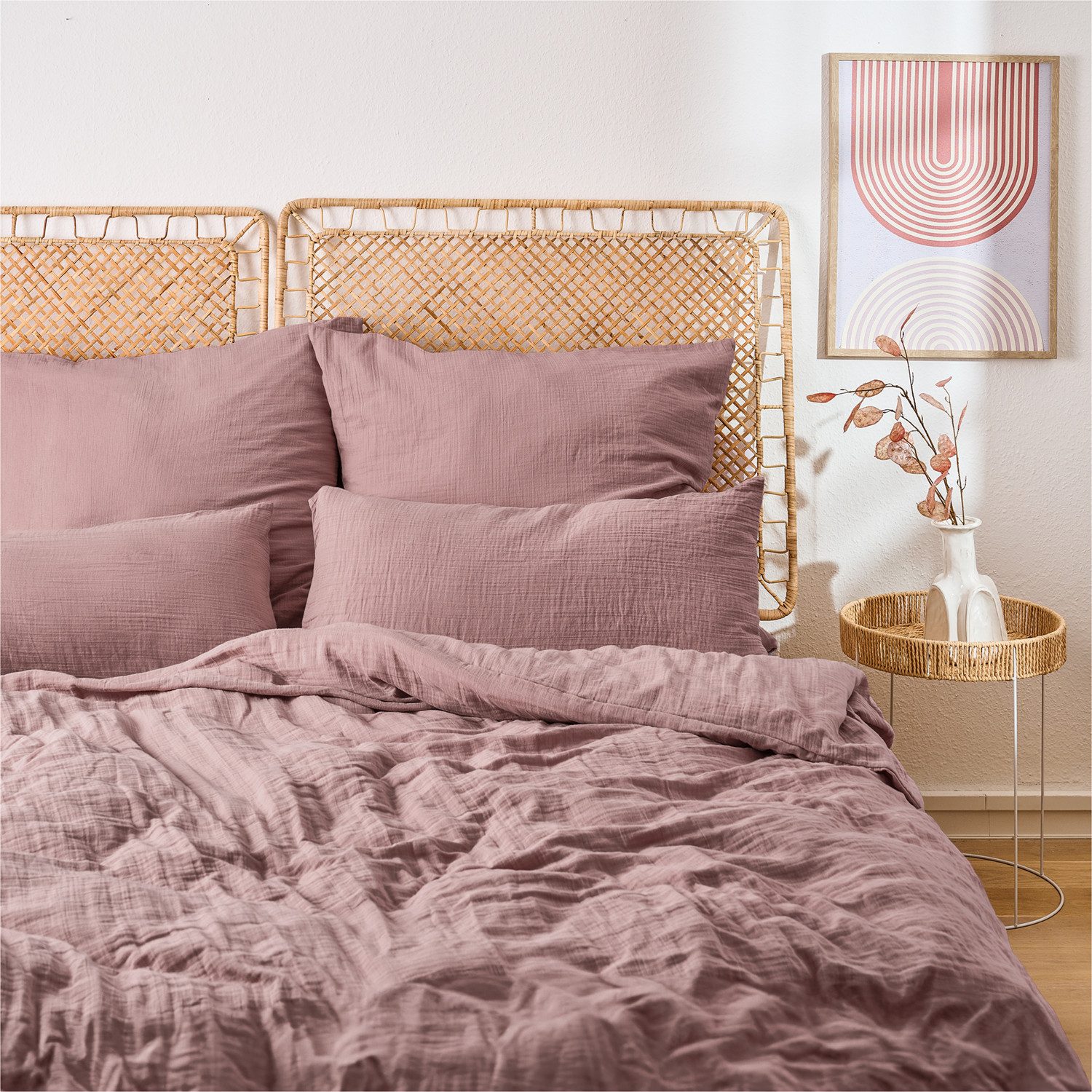 Blumtal Bettwäsche Musselin 100% Baumwolle im Set, Kopfkissenbezug & Decken günstig online kaufen