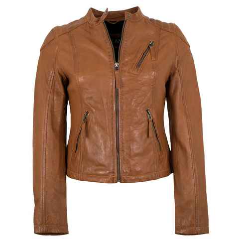 Jilani Lederjacke Laura Echtleder Damen Lederjacke Lammnappa Biker cognac