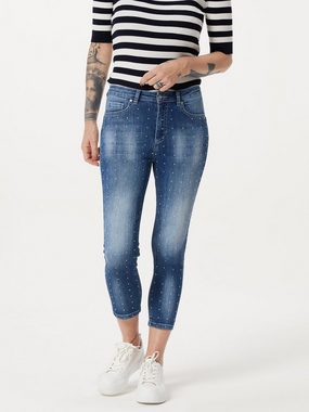 Sarah Kern Skinny-fit-Jeans Röhren-Denim figurbetont mit ca. 600 Strasssteinen