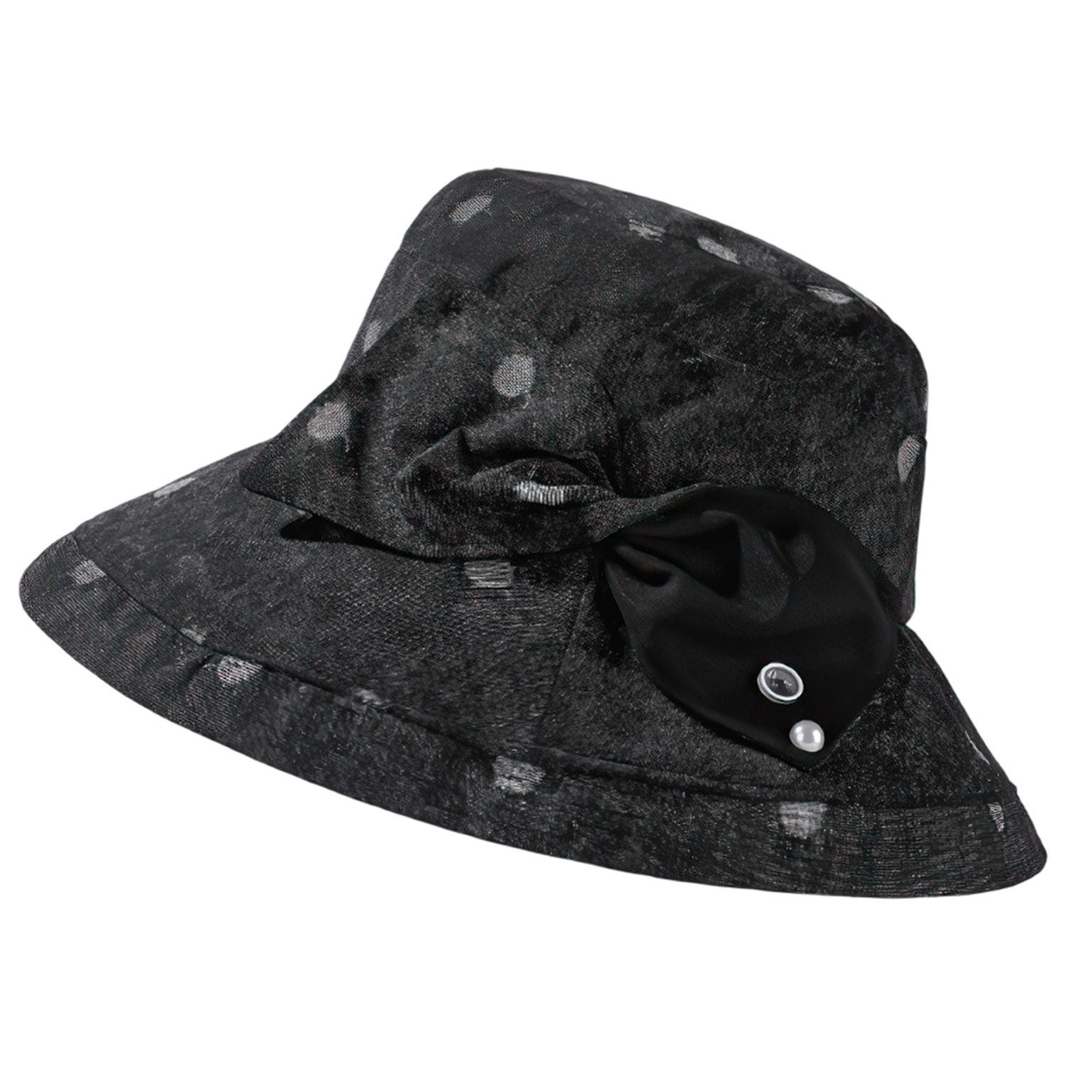 Refttenw Sonnenhut Damen Fischerhut,Faltbarer Strand-Sonnenhut,Sommerhut,Gartenhut mit Schleifendesign