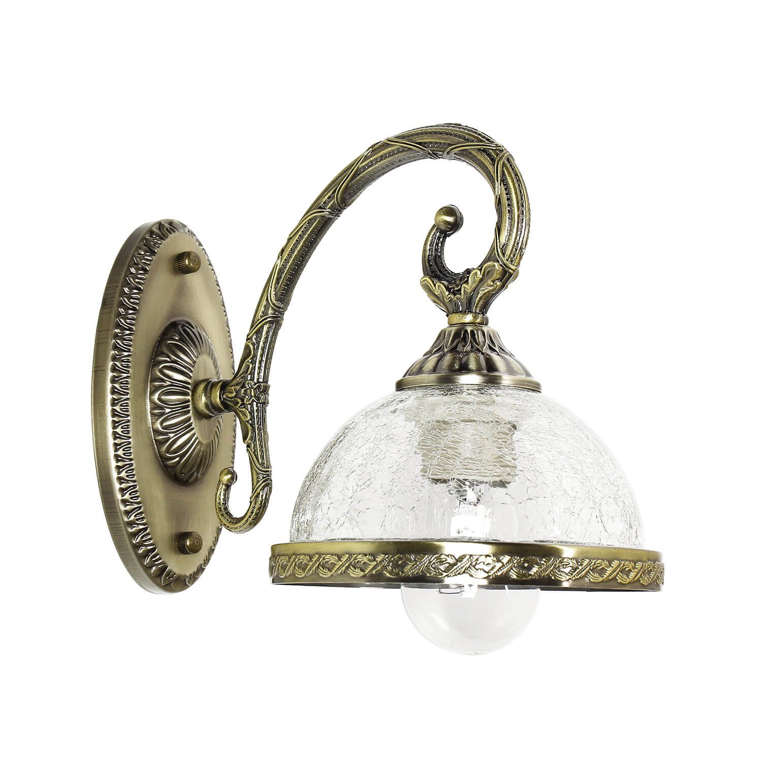 Licht-Erlebnisse Wandleuchte CHARLES, ohne Leuchtmittel, Wandlampe Jugendstil Glasschirm in Messing E14