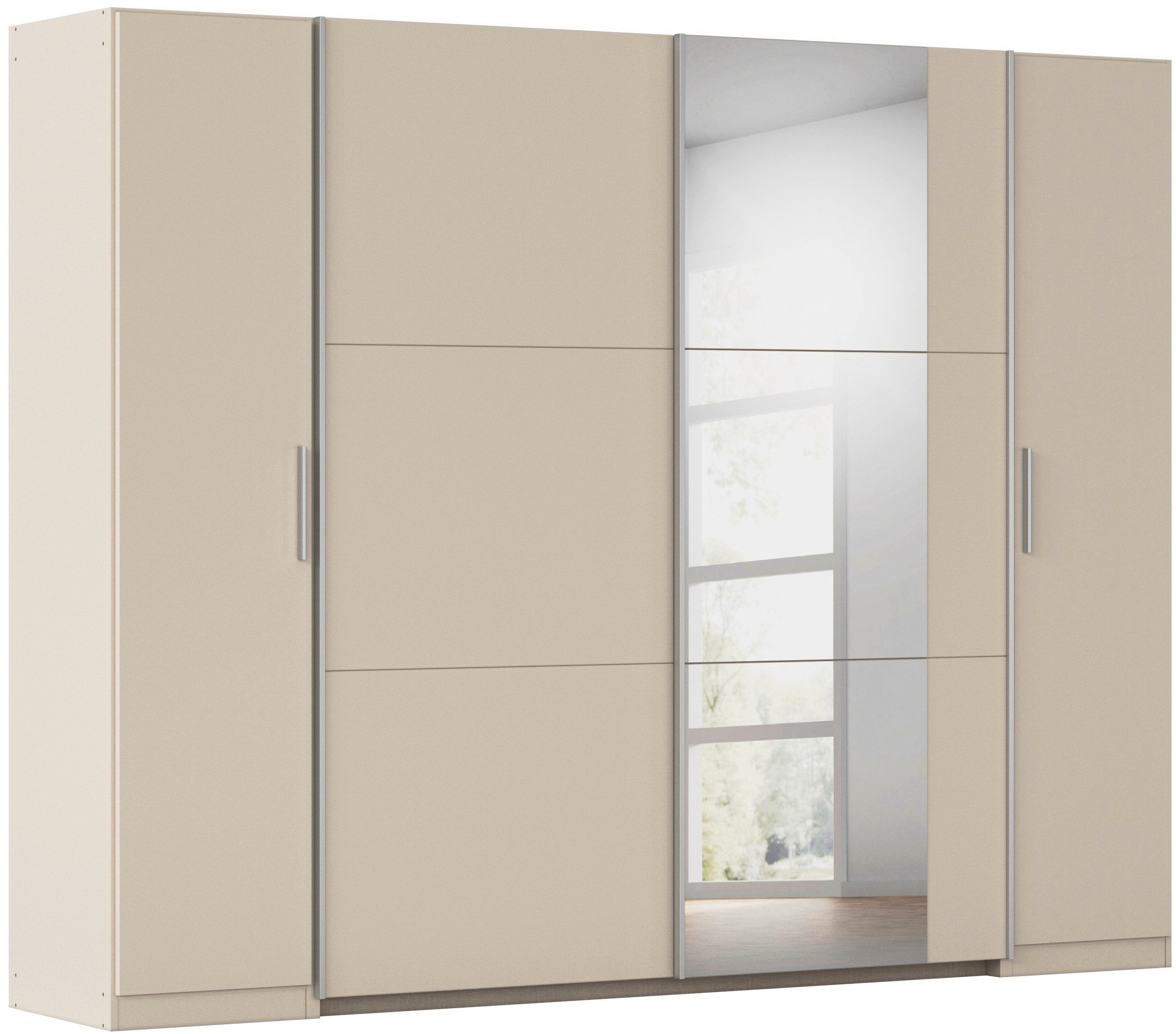 rauch Schwebetürenschrank Kleiderschrank Drehtürenschrank Schrank Garderobe KRONACH (in 3 Ausstattungen BASIC/CLASSIC/PREMIUM, Breiten 225/268/311/354 cm) Kombischrank optional mit 1 oder 2 Spiegel viele Böden MADE IN GERMANY