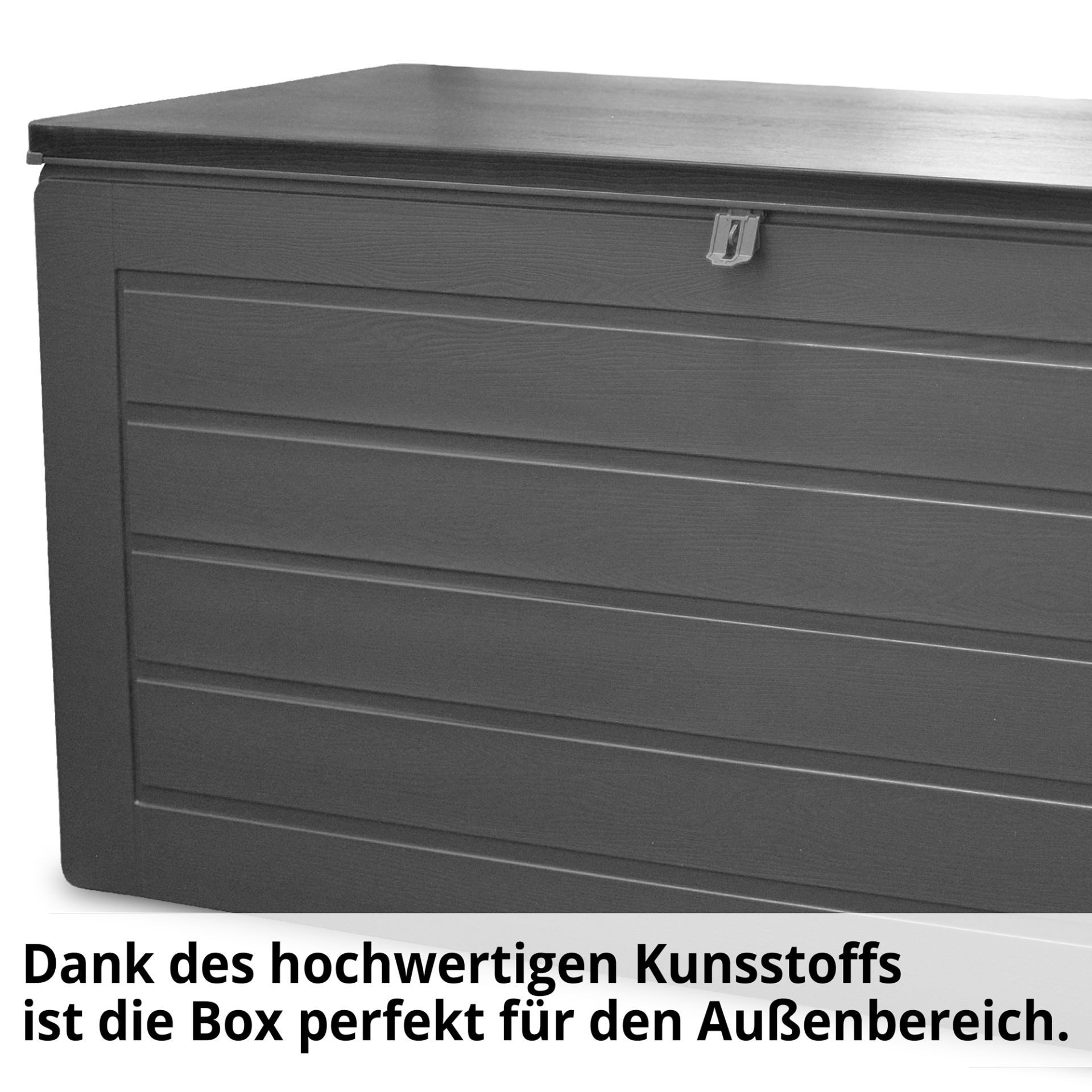 Hecht Auflagenbox BOX XL 680 Liter wetterfest mit Deckel & Dämpfer (1 St), UV-beständig Kissenbox Gartenbox mit Stecksystem