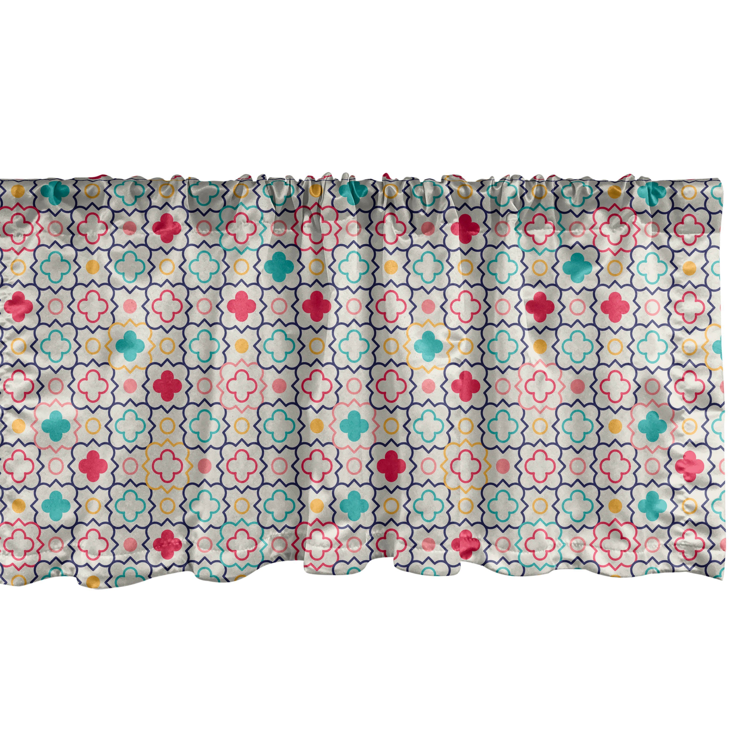 Scheibengardine Vorhang Volant für Küche Schlafzimmer Dekor mit Stangentasche, Abakuhaus, Microfaser, marokkanisch Quatrefoil