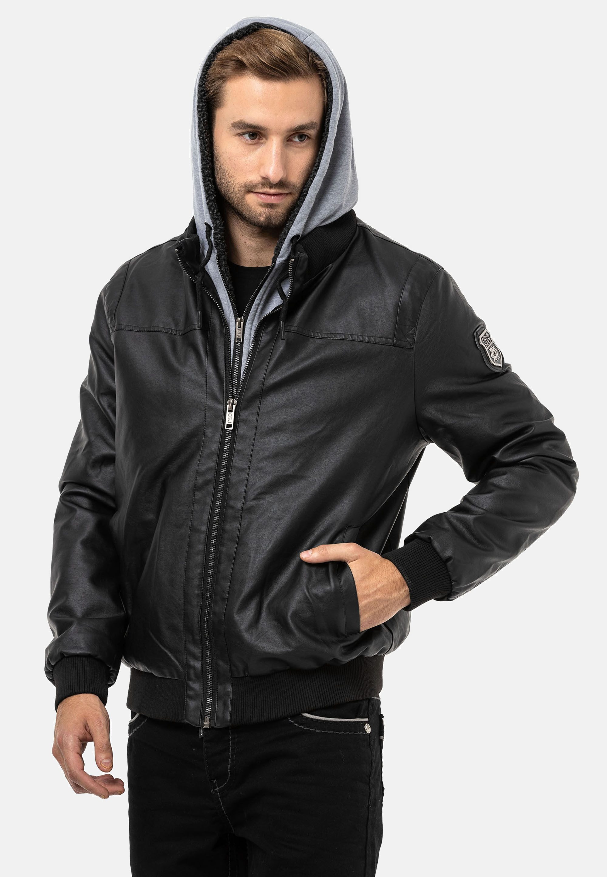 Cipo & Baxx Lederimitatjacke Jacke mit herausnehmbarer Innenjacke