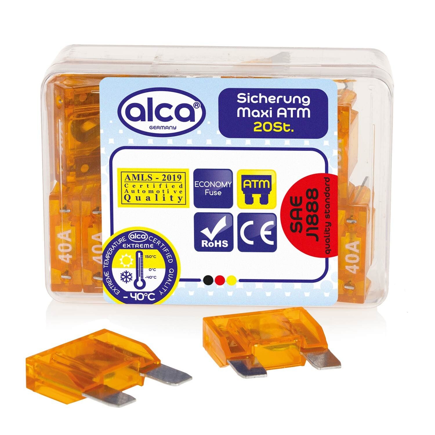 alca Sicherheitsrelais Maxi-Sicherung 40A; 20 St. Economy Box orange Maxi Flachsicherung, (20-St)