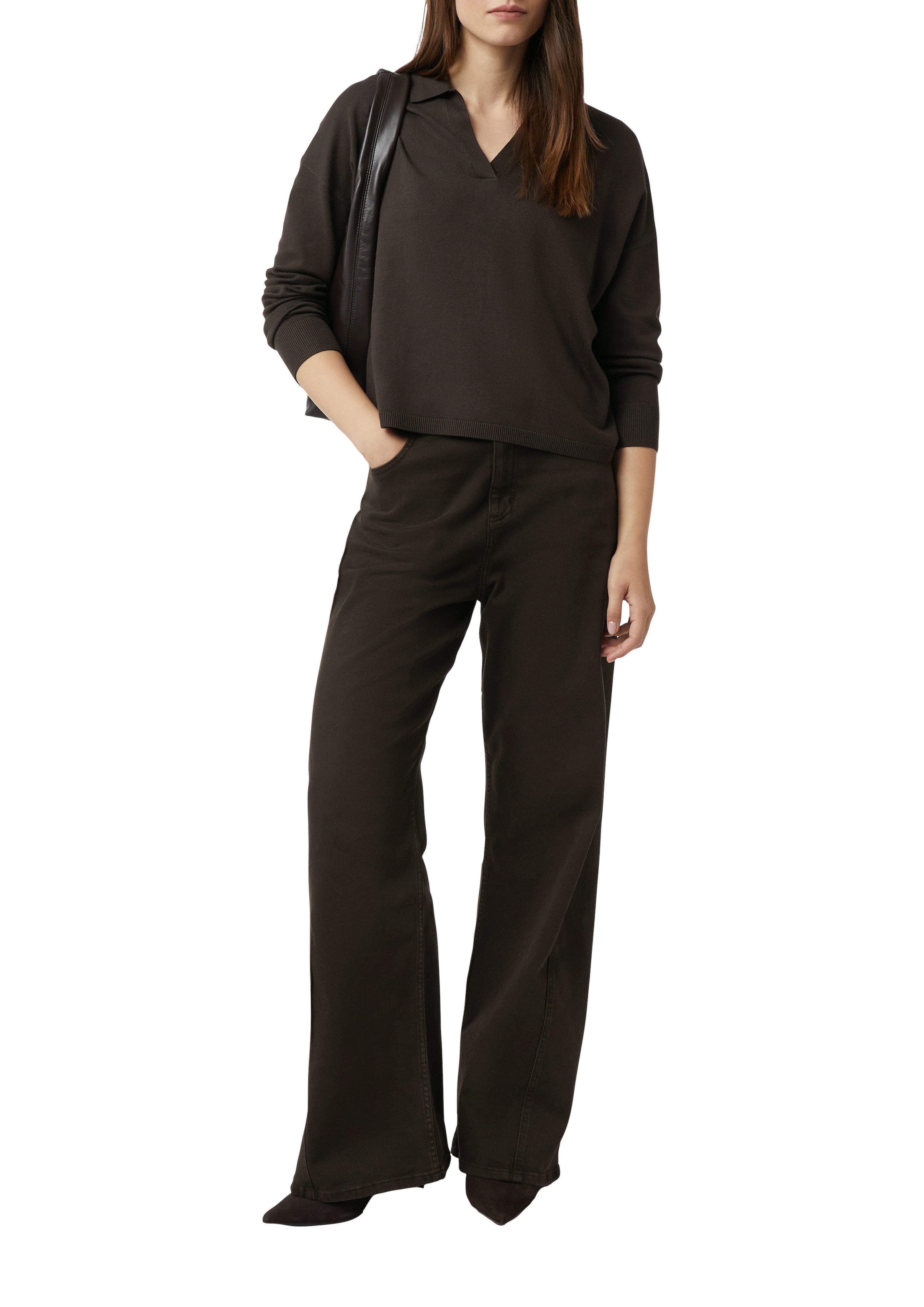 comma Strickpullover mit V-Ausschnitt und Polo Kragen günstig online kaufen