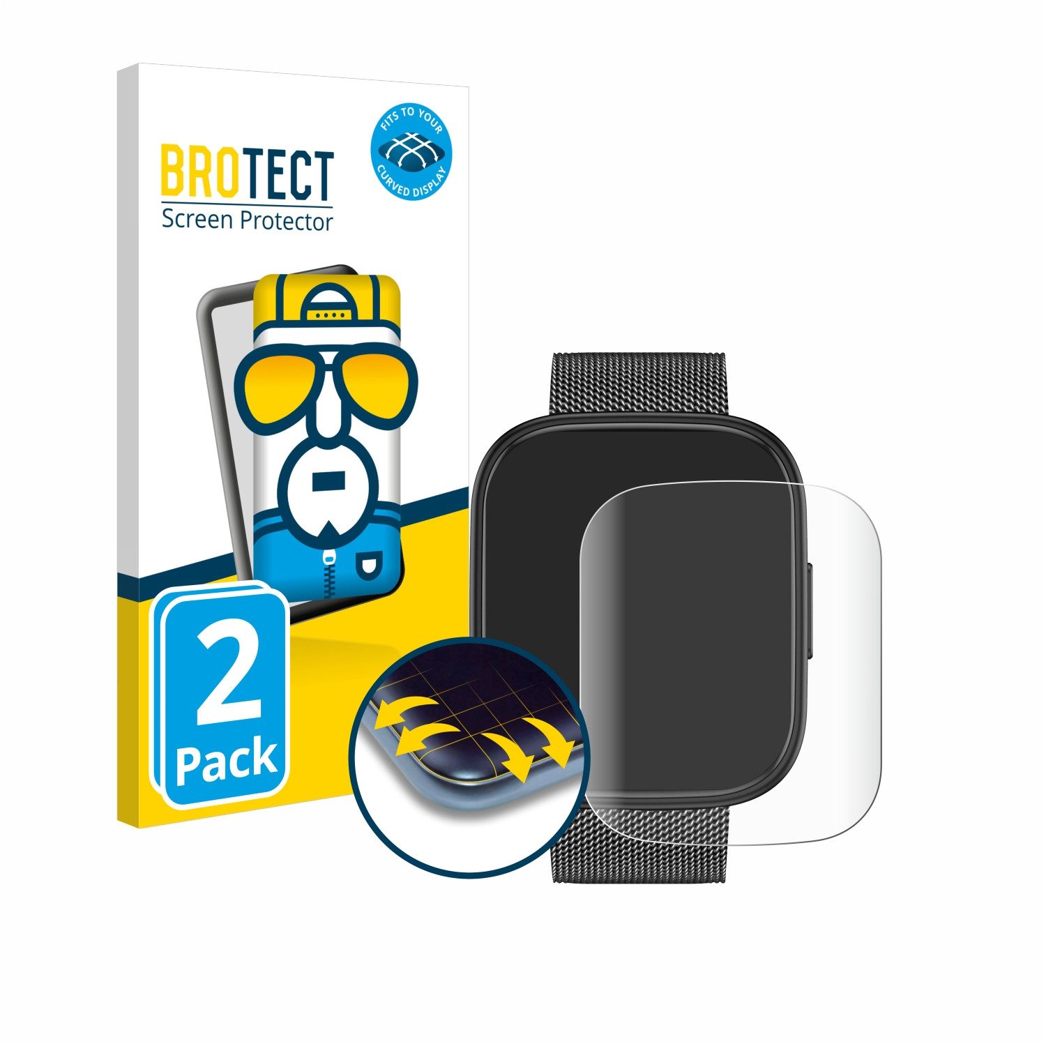 BROTECT Displayschutzfolie Fullscreen Schutzfolie für Levowatch Doitx 3, 2 Stück, Displayschutz Folie Fullcover Klar Transparent