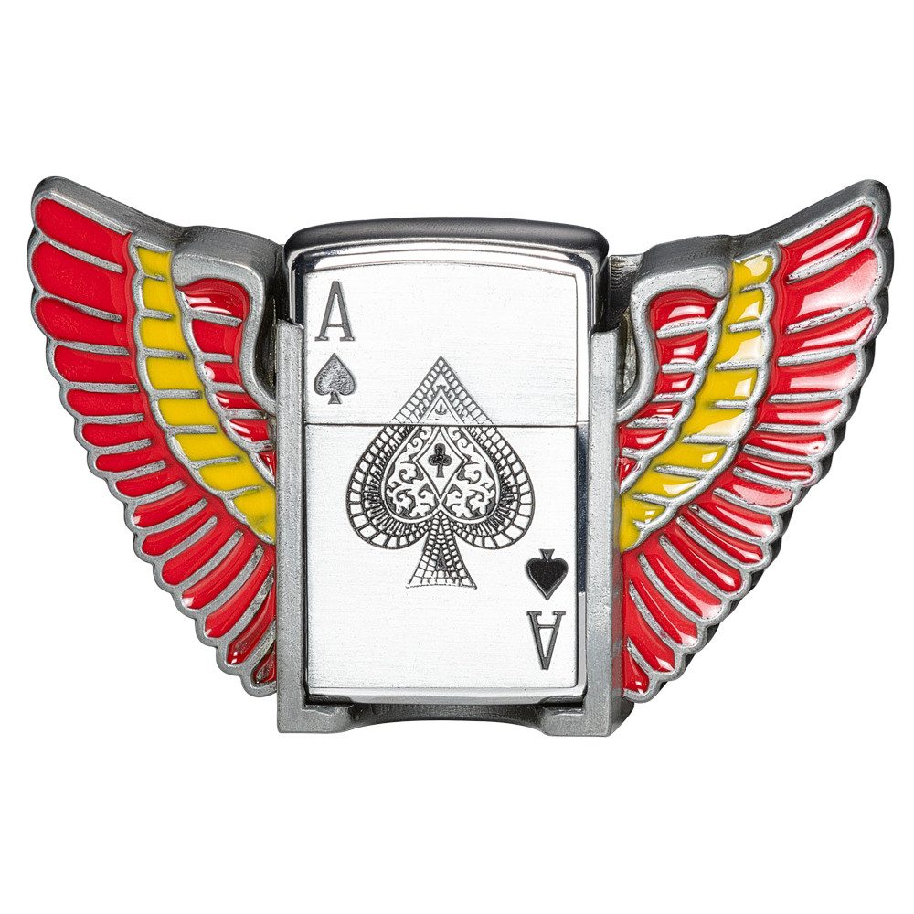 Stars & Stripes Gürtelschnalle Wings Fire Gürtelschließe mit herausnehmbaren Sturmfeuerzeug