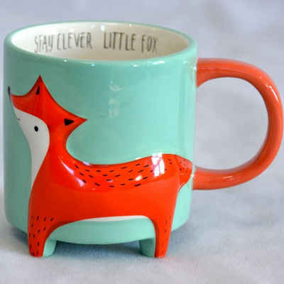 Winkee Tasse »Kaffeebecher Fuchs Cute Animal türkis«, Keramik