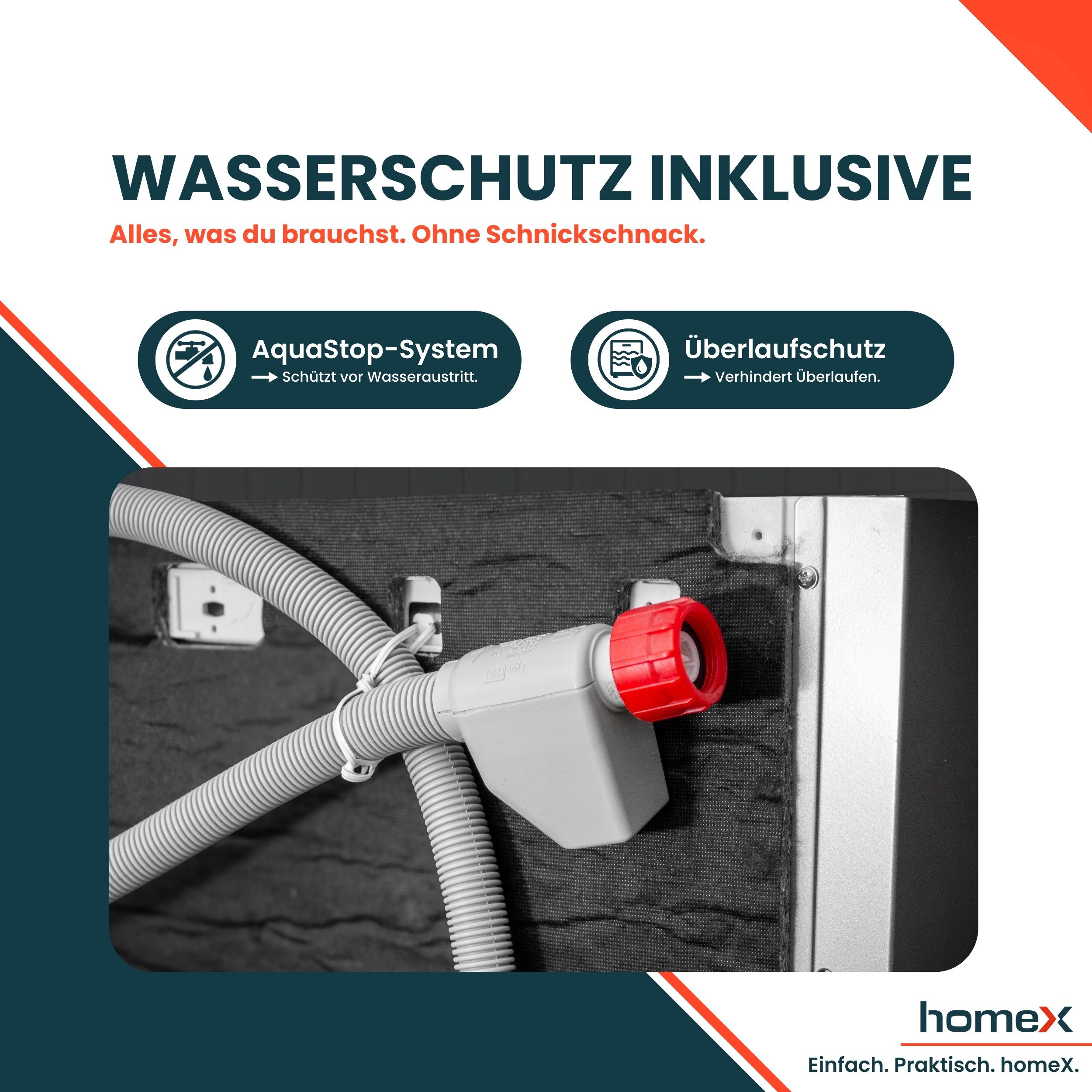 homeX Standgeschirrspüler DWFS601444C-S, 10 l, 14 Maßgedecke, Spülmaschine freistehend 60 cm, 14 Gedecke, AquaStop, unterbaufähig – Bild 4 von 5