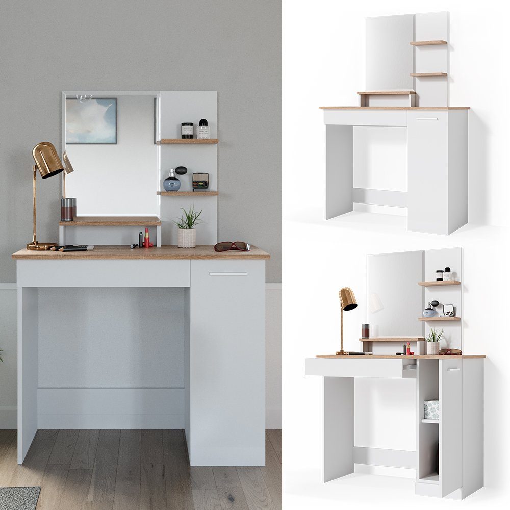 Vicco Schminktisch Julia, Weiß/Sonoma, 90 cm günstig online kaufen
