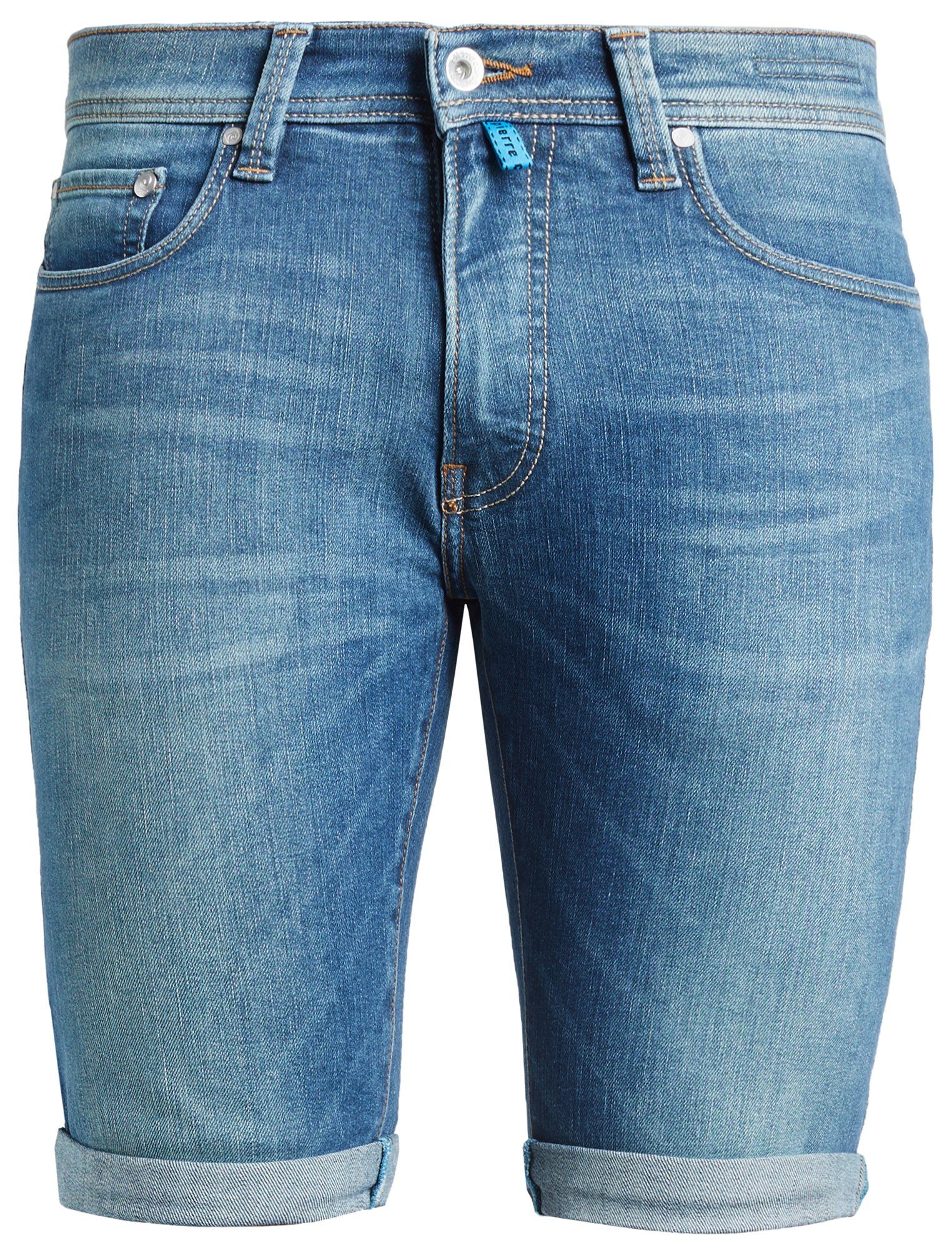 Pierre Cardin 5-Pocket-Jeans PIERRE CARDIN FUTUREFLEX SHORTS blue green used washed 3452 8880.31
