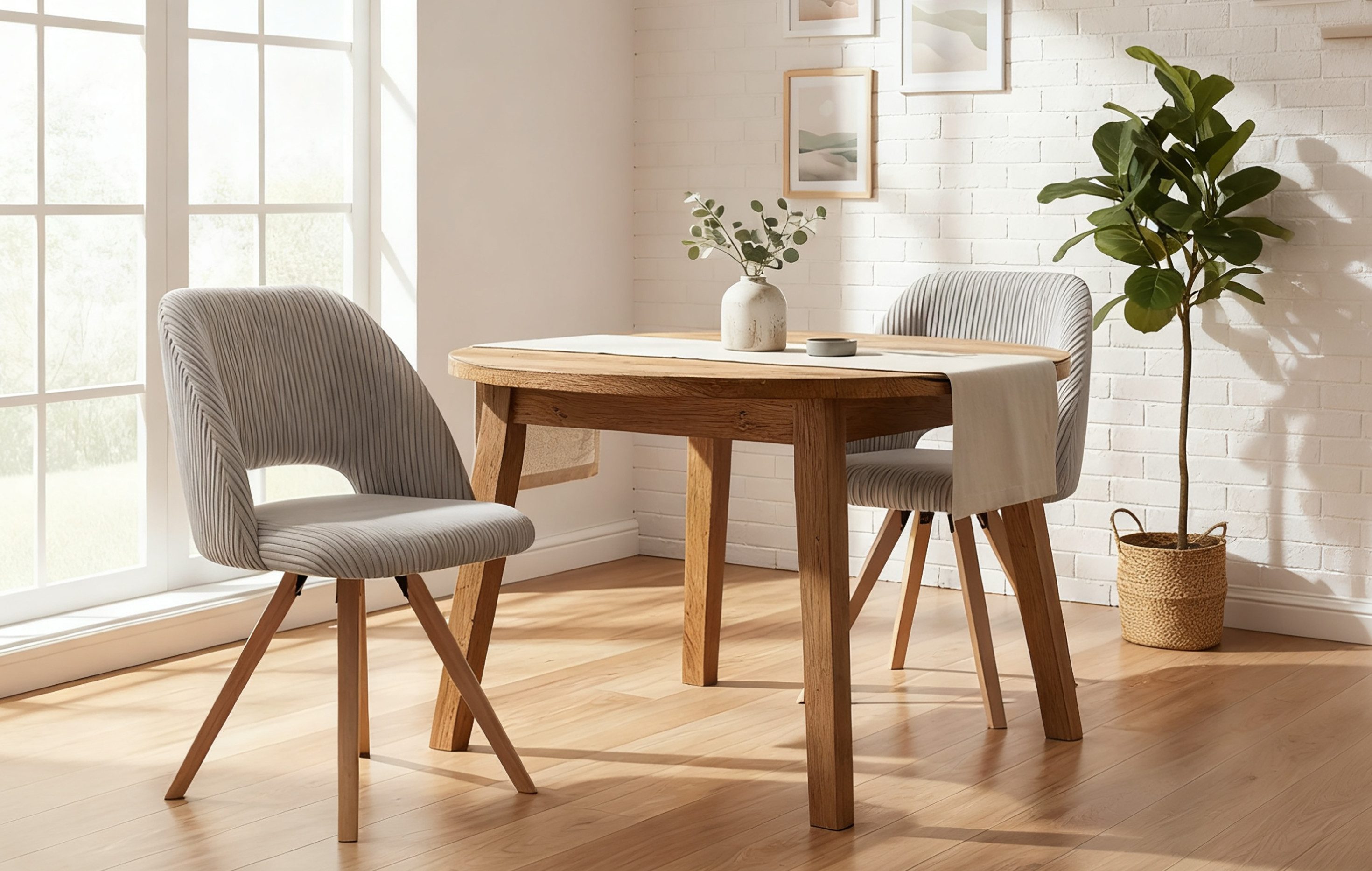 B&D home 4-Fußstuhl VICKY (2er Set, 2 St), gepolstert, Kordstoff, Holzbeine günstig online kaufen