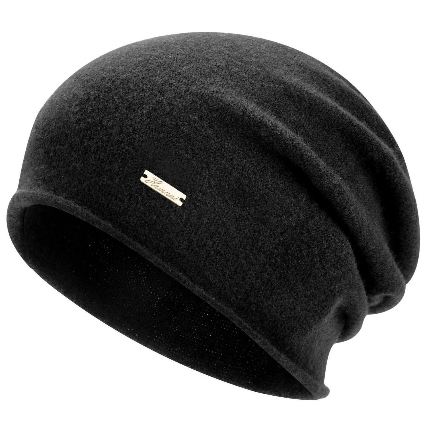 LuxusKollektion Beanie Mütze Beanie Slouch Wolle Damen Herren Chemo 3Saison Schwarz