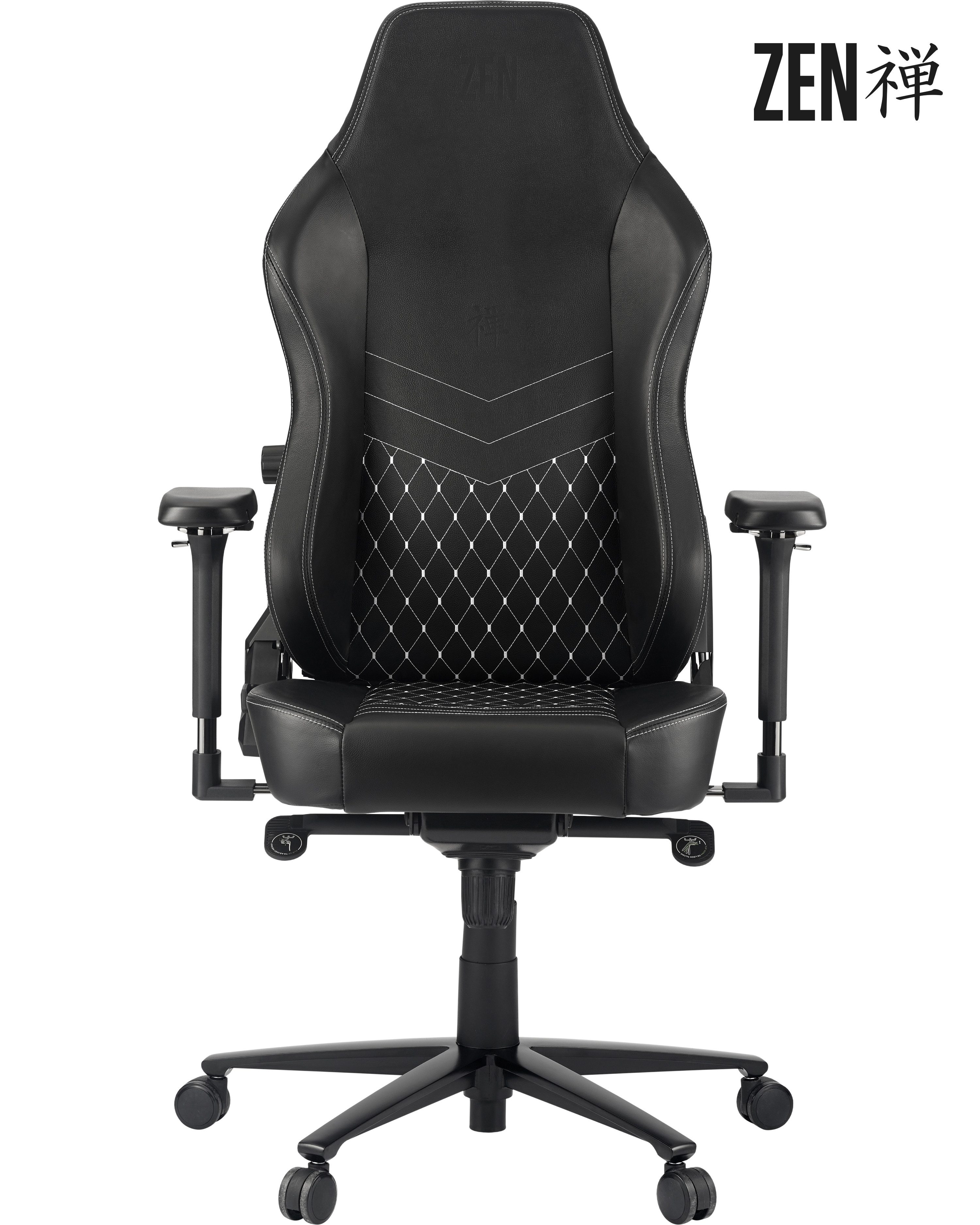 ZEN Gaming-Stuhl SAGA Echtleder Schreibtischstuhl Bürostuhl PC Stuhl echtes Leder - (Kippmechanismus, Neigung stufenlos verriegelbar), einstellbare integrierte Lendenwirbelstütze, weiche 4D-Armlehnen
