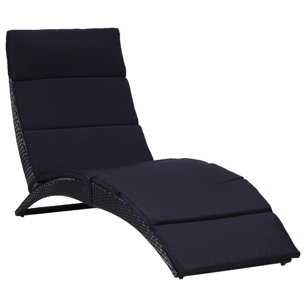 vidaXL Gartenliege »Sonnenliege mit Auflage Poly Rattan Schwarz«, 1 St