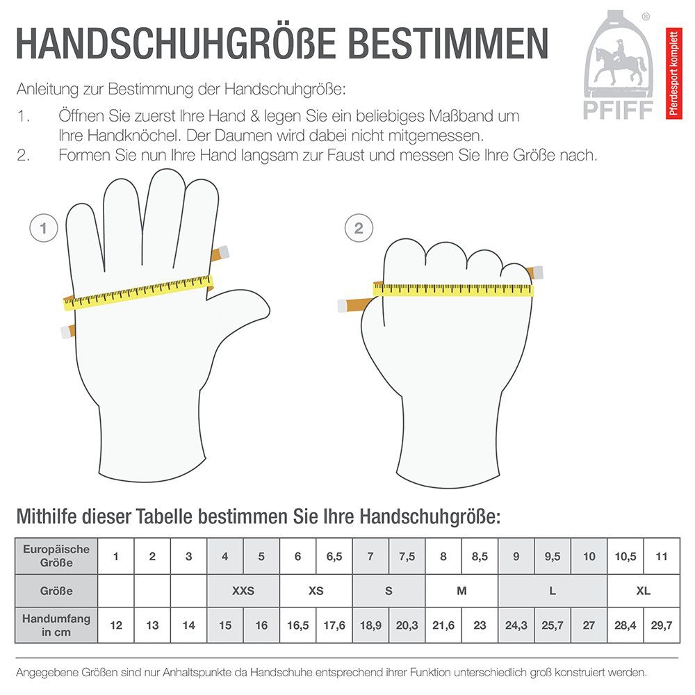 PFIFF Reithandschuhe Reithandschuh 'Silicon' Winter Touchscreen-fähiges Material an Zeigefinger und Daumen
