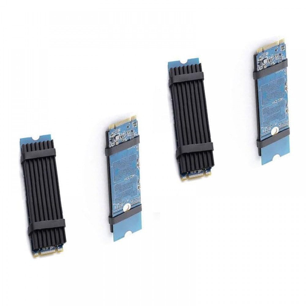 Kühlkappe Aluminium M.2 Kühler SSD Kühlkörper Set inkl Wärmeleitpads (4x)