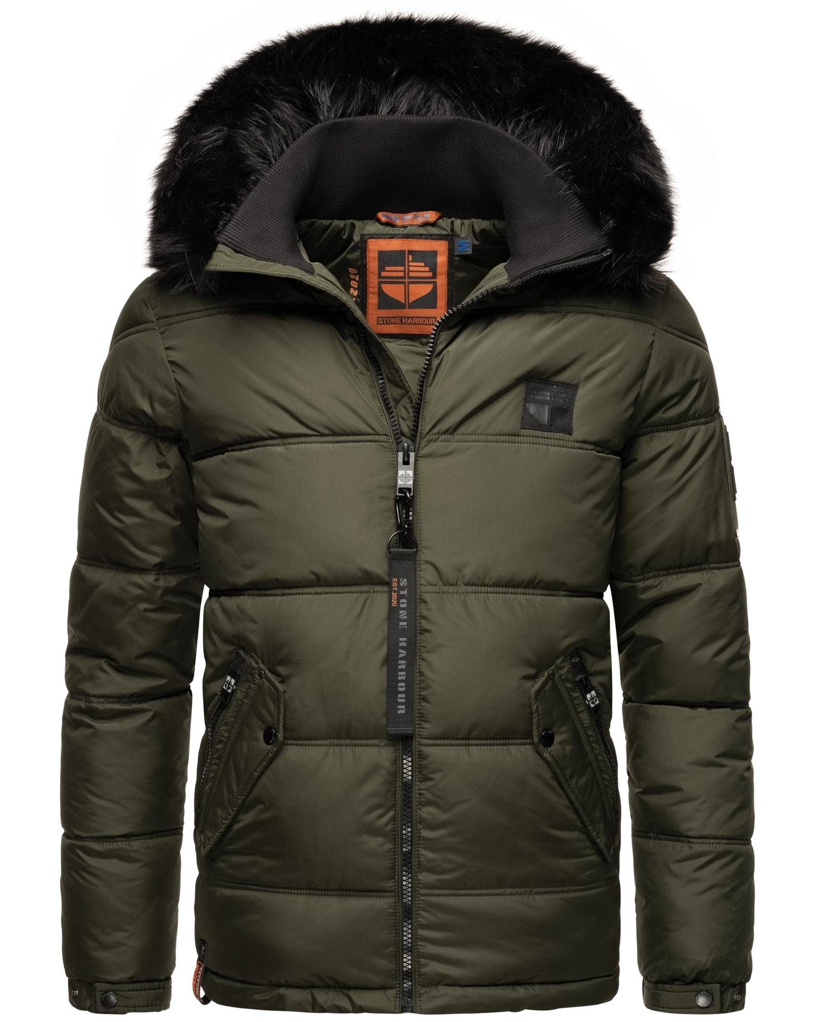 STONE HARBOUR Herren Winterjacke - Warme Steppjacke Mit Kuscheligem Kragen Für Kalte Tage