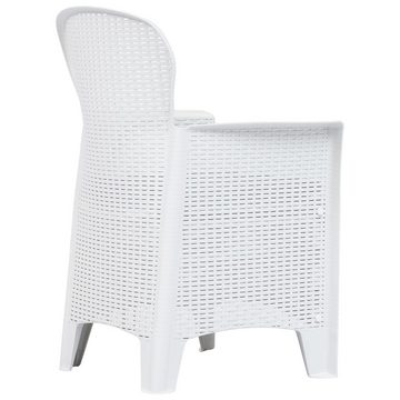 furnicato Garten-Essgruppe 3-tlg. Bistro-Set Kunststoff Weiß Rattan-Optik