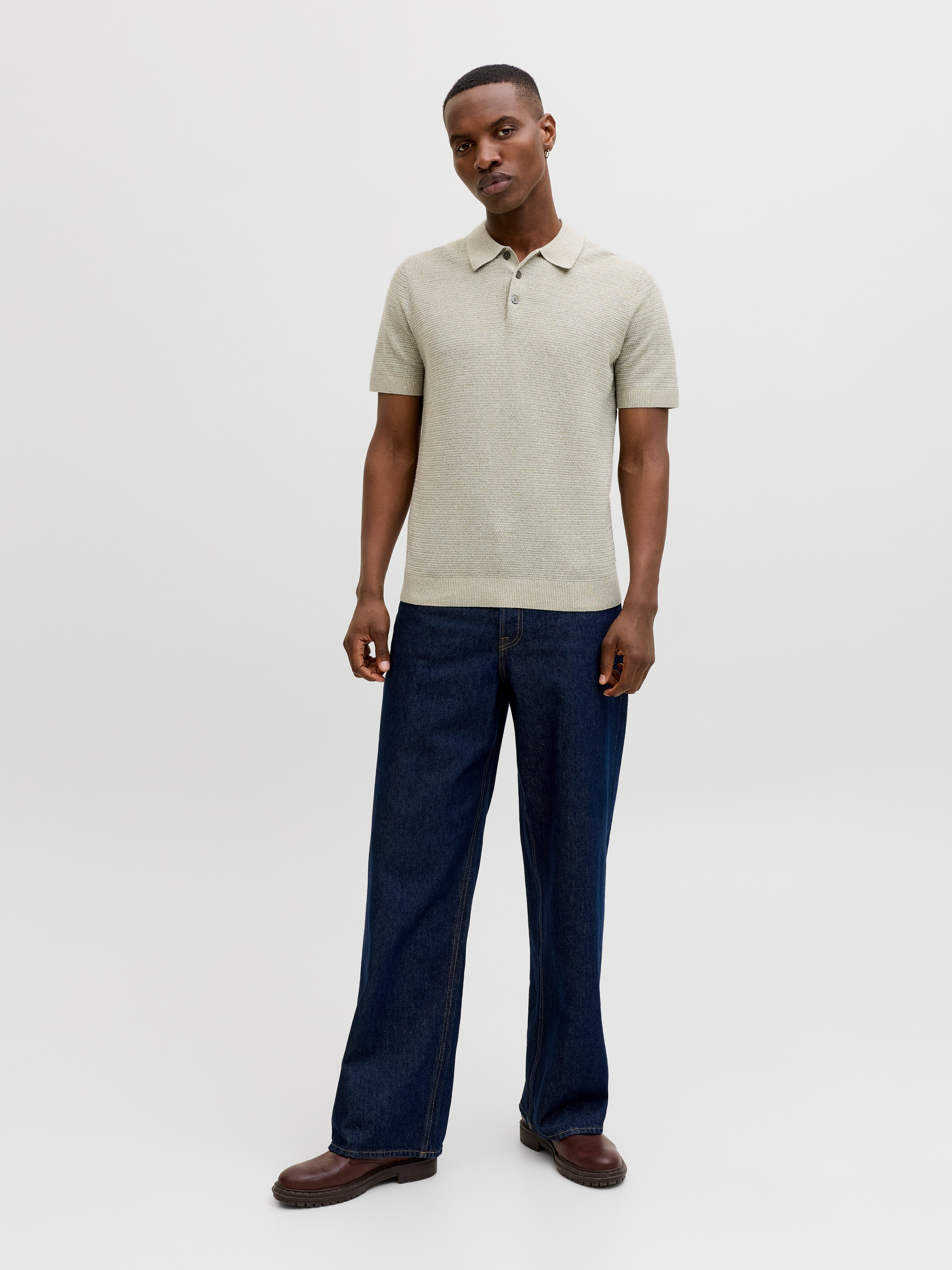 Jack & Jones Polokragenpullover JPRBLURILEY KNIT POLO SS SN Baumwolle, regular fit – Bild 5 von 5