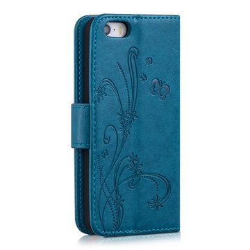 kwmobile Handyhülle Wallet Case für Apple iPhone SE (1.Gen 2016) / 5 / 5S, Hülle mit Ständer Kartenfächer - Handyhülle