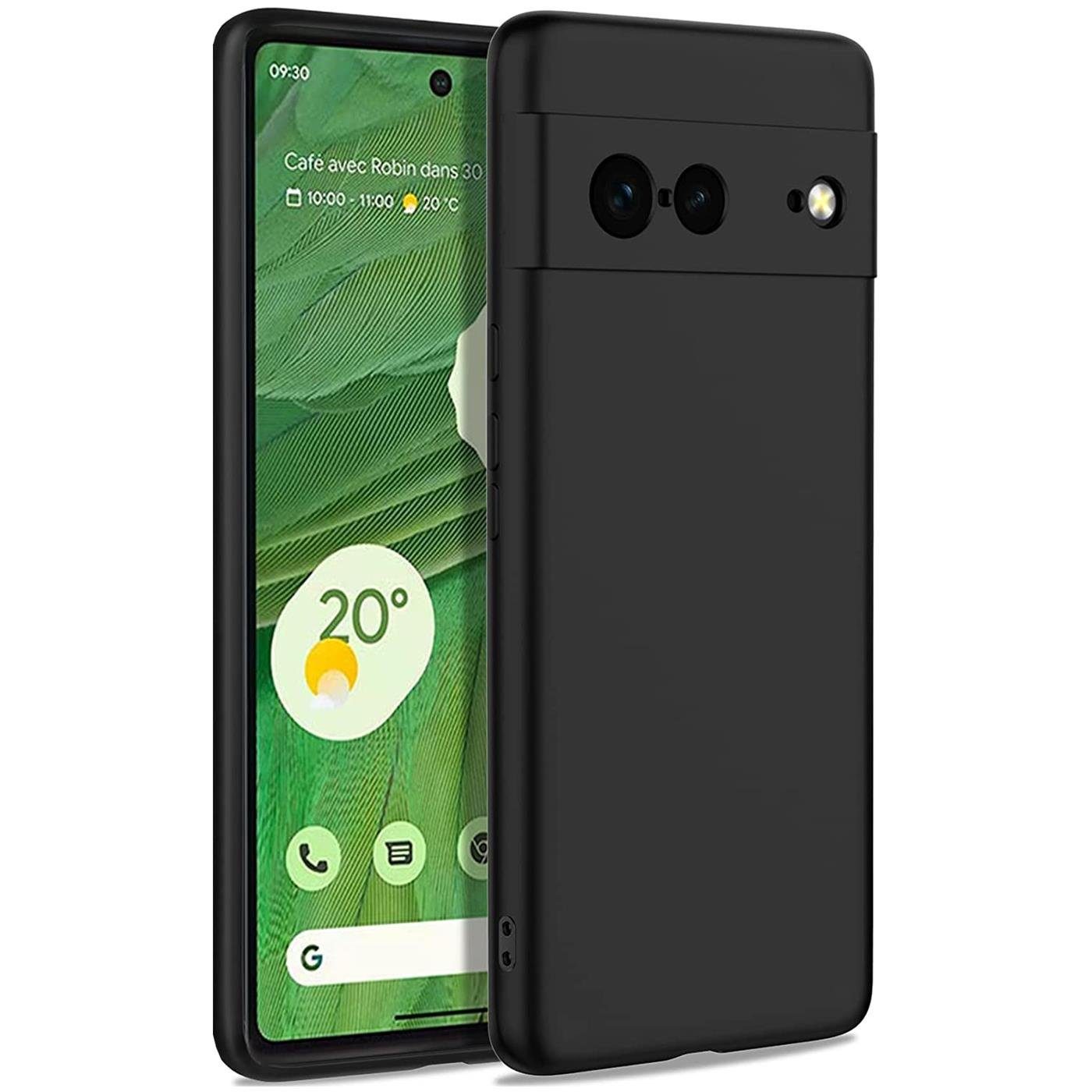 CoolGadget Handyhülle Handy Schutzhülle für Google Pixel 7 matt schwarz 6,3 Zoll, Silikon TPU Hülle Schutz Tasche Cover schlicht Slim Case