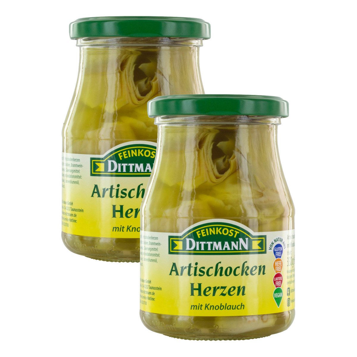 Feinkost Dittmann Gemüsekonserve, Feinkost Dittmann Artischockenherzen mit Knoblauch 370g 2er Pack