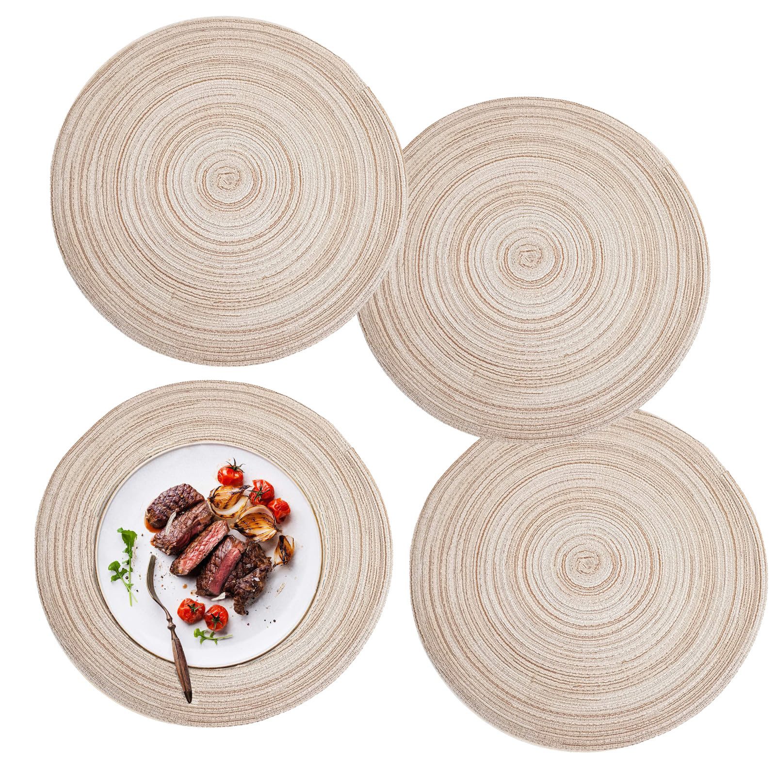 Coonoor Platzset 4er Set runde Platzdeckchen, waschbar, hitzebeständig, gef günstig online kaufen